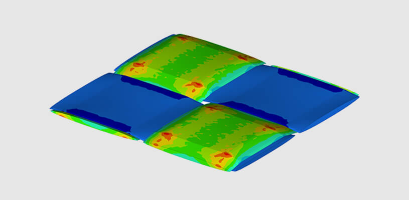 Detailed FEA model of carbon fiber fabric for material characterization of the continuous fiber composite structure.