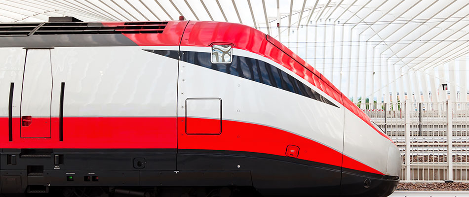 Fast train pulling into station