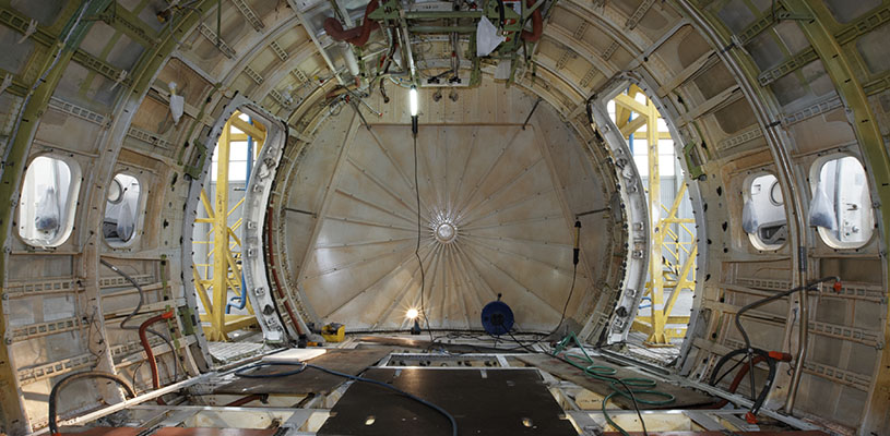 Interior of cargo plane hull