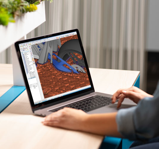 Person at computer using HyperWorks software