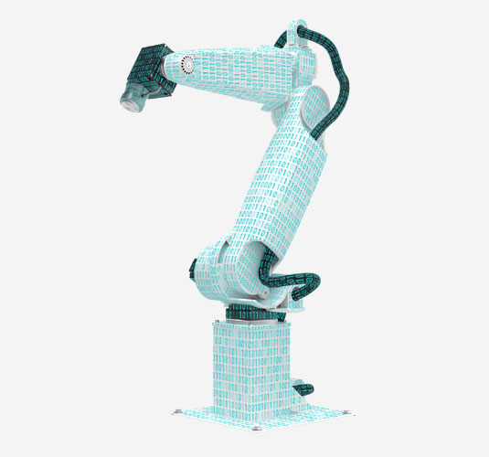Ein digitaler Zwilling eines Roboters, der sein Verhalten durch die Aggregation der Betriebsdaten der Motoren, Antriebe, Sensoren und Steuereinheiten darstellt.